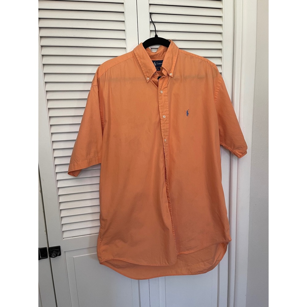 Ralph Lauren Blake Men's Size L Orange Short Sleeve Button Down Shirt Pony Logo